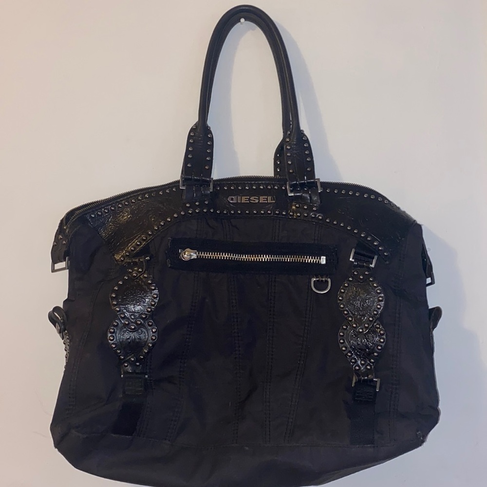 Large Diesel Leather And Fabric Bag